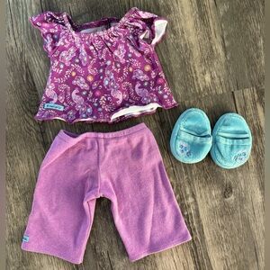 AMERICAN GIRL Doll Retired Purple Peacock PJs TOP, PANTS & SLIPPERS (2013)